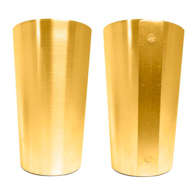 Florero Cilíndrico Grande de Aluminio Dorado
